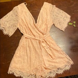 Pink lace romper